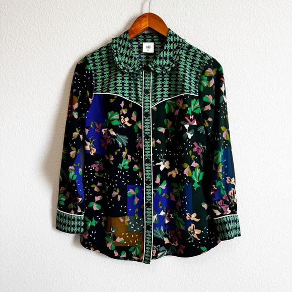 CAbi Tops - CAbi #5520 Bronco Patchwork Floral Mix Print Western Button Down Top Size XS